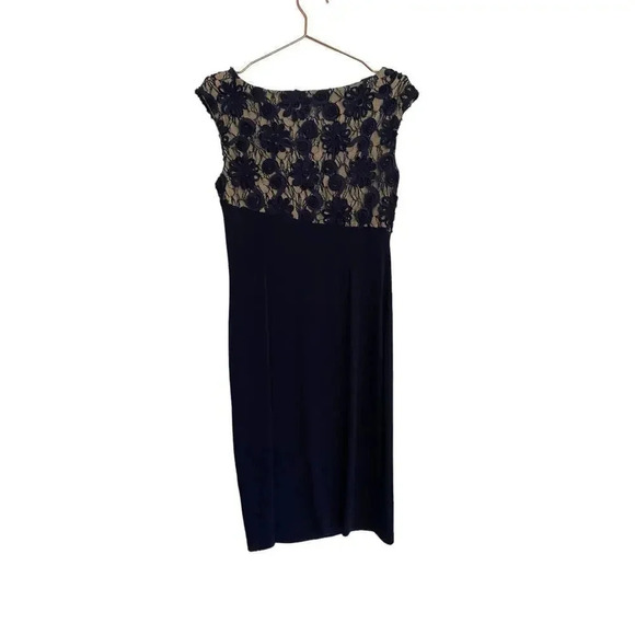 Connected Apparel Women's Black ruched floral Sheath Dress Size 10 - Picture 5 of 5